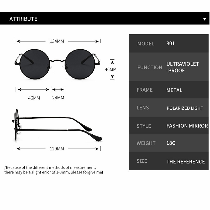 Lunettes de soleil polarisées rondes pour hommes et femmes, lunettes de soleil rétro, marque de créateur, monture en métal