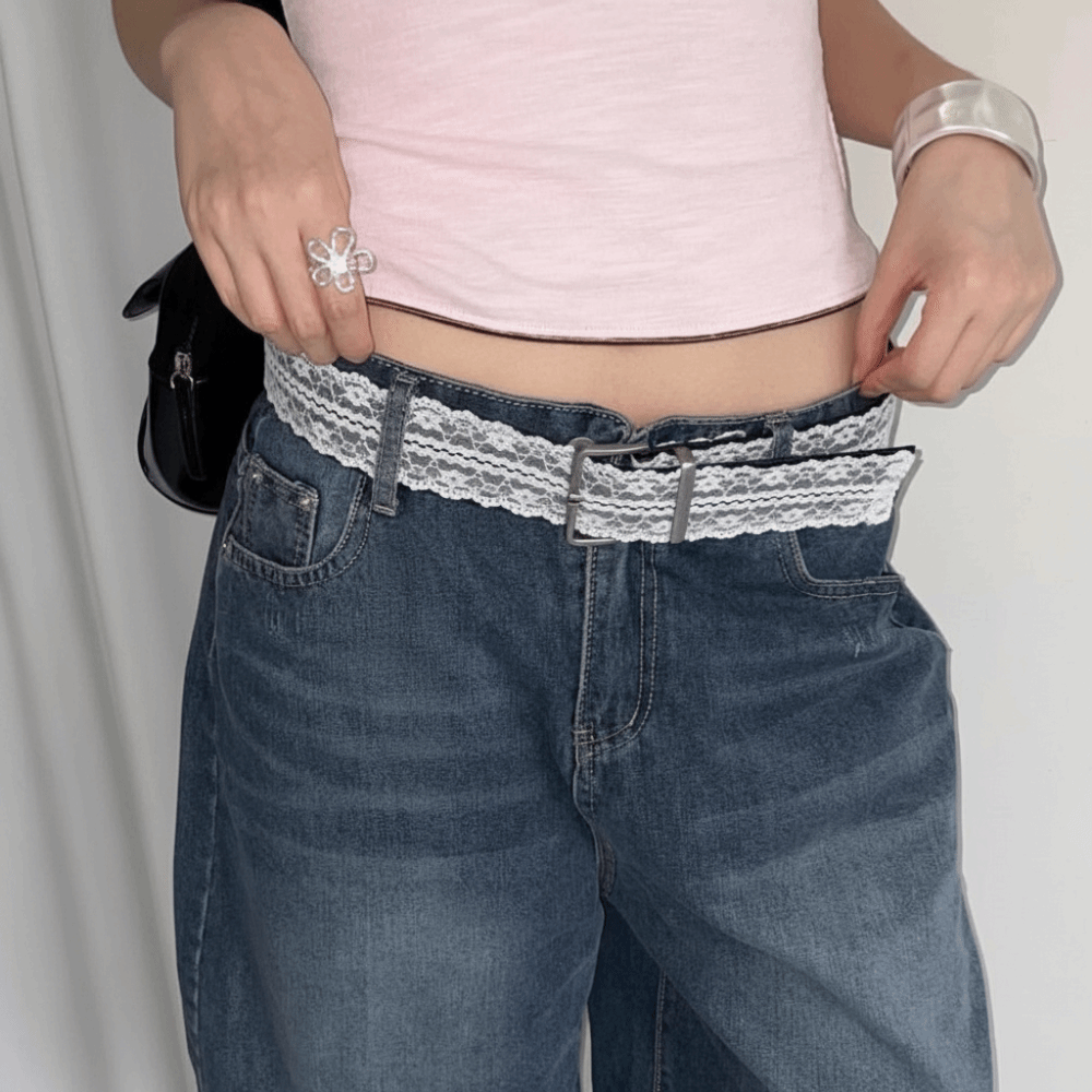 Ceinture de taille élégante en dentelle, motif Floral blanc, en cuir, accessoire de décoration, cadeau, sangle de taille décontractée, assortie avec tout
