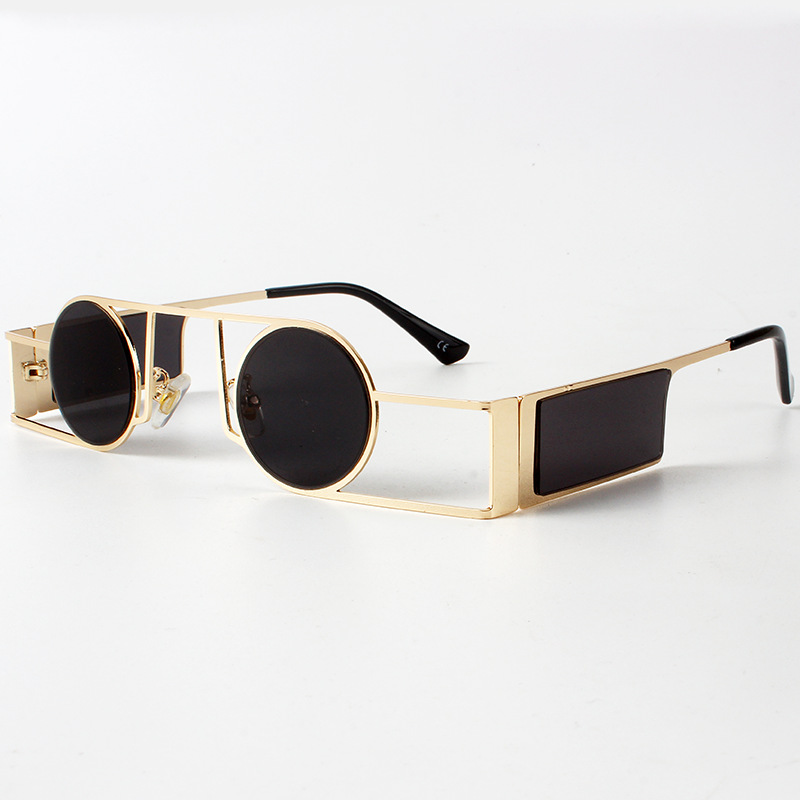 Mode Punk lunettes rondes pour femmes hommes marque de luxe Vintage cadre en métal lunettes de soleil femme classique à la mode Ins Style lunettes de soleil