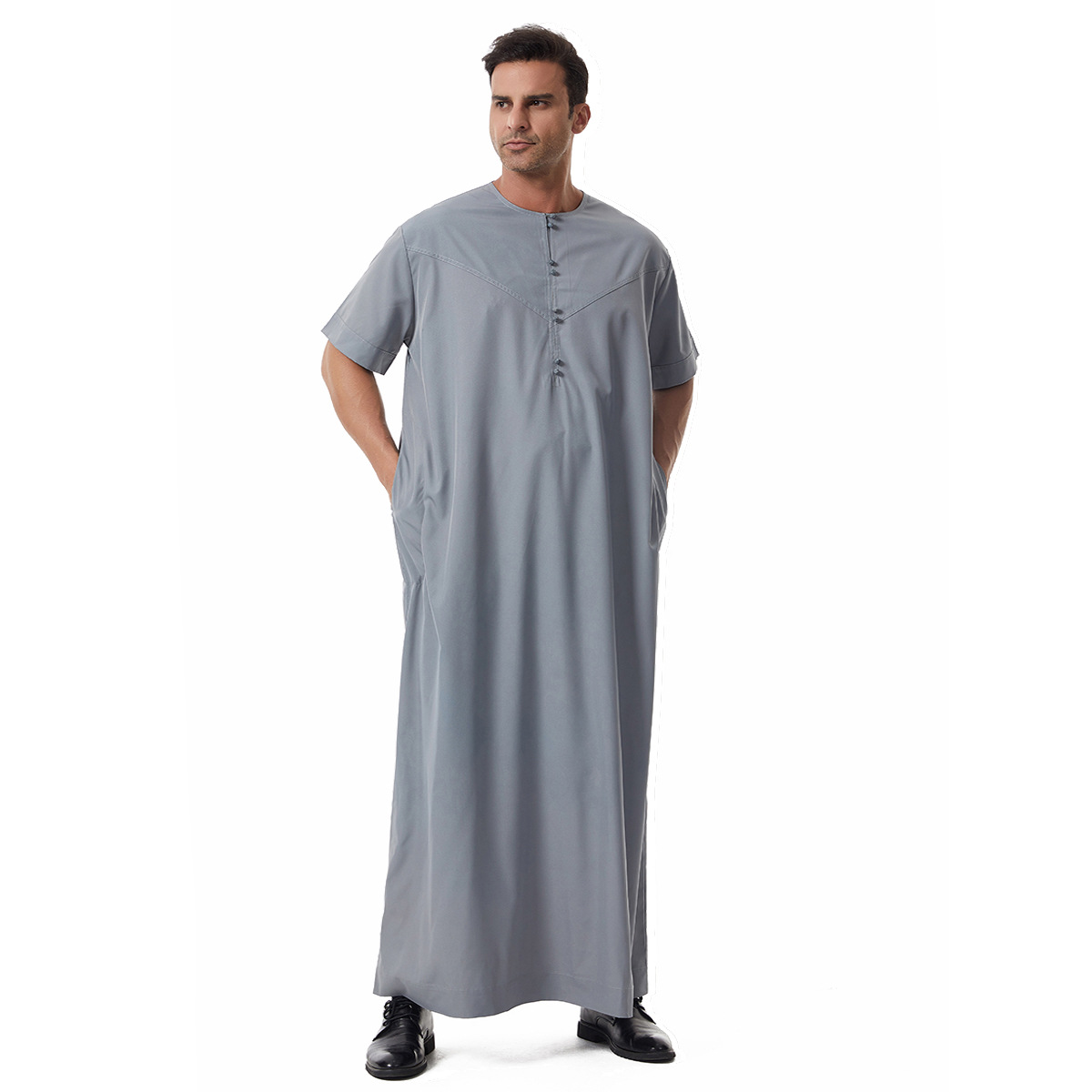 1 pièce/lot, tunique islamique à manches courtes pour hommes, robe décontractée de style arabe, robe musulmane pour hommes.