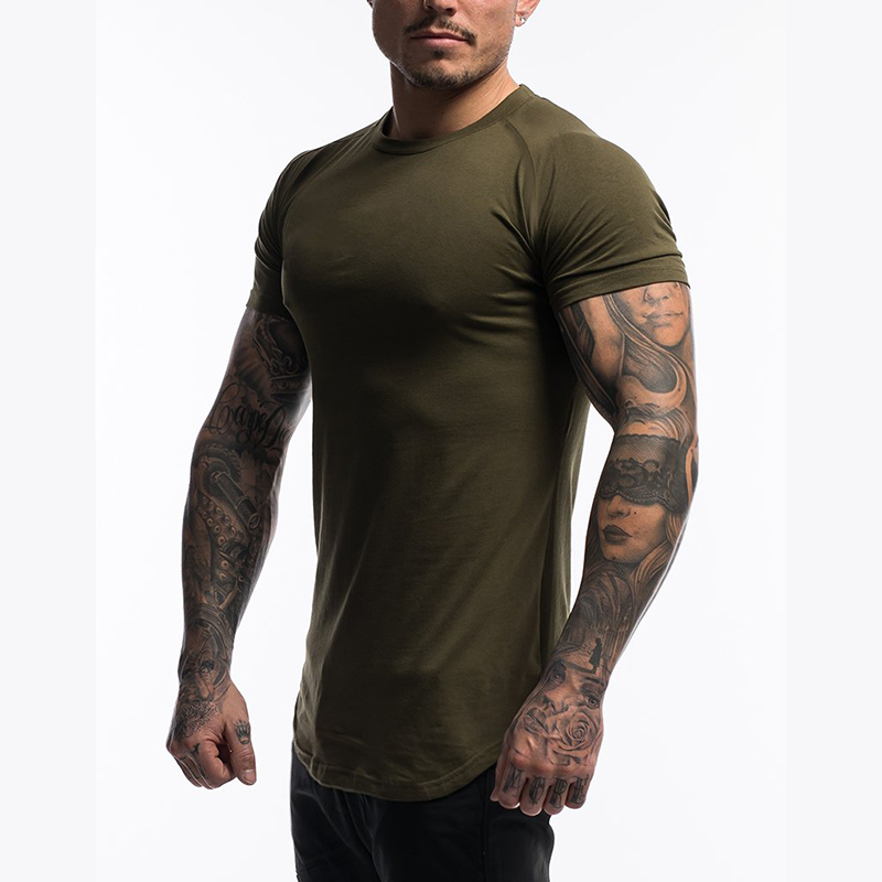T-shirt manches courtes pour homme, vêtement de sport, en coton respirant, de Fitness, de course, serré, été