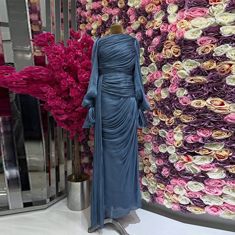 Vêtements islamiques, mode modeste, kaftan, robe en organza de luxe, robe modeste brillante pour femmes, robe de soirée élégante avec volants