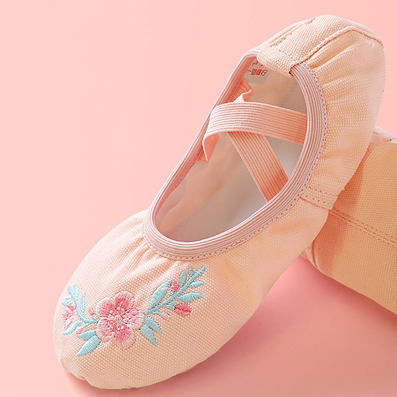 Chaussures de ballet brodées pour filles, chaussures de danse souples pour femmes, pour l'entraînement et la performance, chaussures de ballerine antidérapantes, ballerines de danse professionnelles