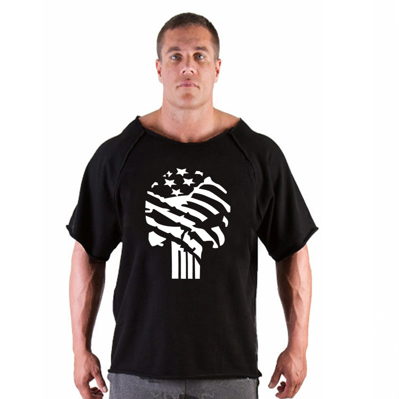 T-shirt Respirant en Coton Vintage pour Homme, Vêtement de Musculation, Gym, Course à Pied, Été