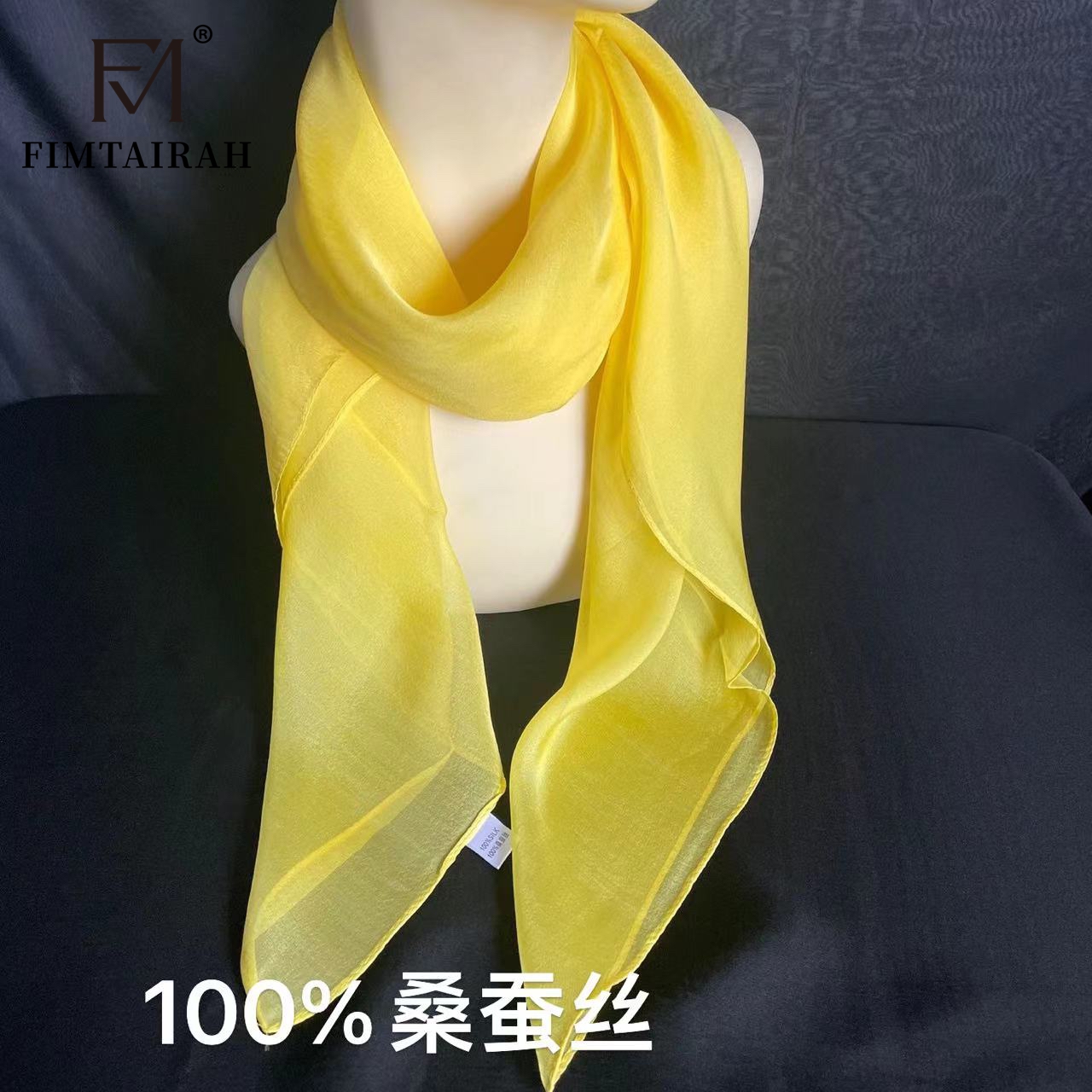 Fimtairah 100% foulard carré en soie femmes dames 90 cm carré foulard en soie couleur unie crème blanc plaine écharpe châle mince