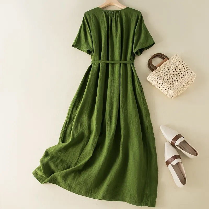 Robe d'été décontractée confortable pour femmes grandes tailles, en coton et lin, pour le bureau, tendance, nouvelle arrivée, respirante
