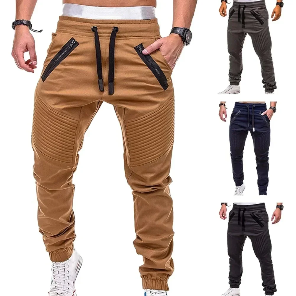 Pantalon de Jogging à Poches Réglables pour Homme, Décontracté, Slim Fit, Rayé, Nouvelle Collection Printemps Automne