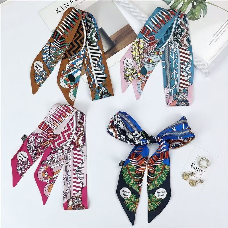 Écharpe Double face de Style français, cadeau quatre saisons pour femmes, bandeau de cheveux polyvalent, poignée de sac à main, ruban de décoration, longue bande