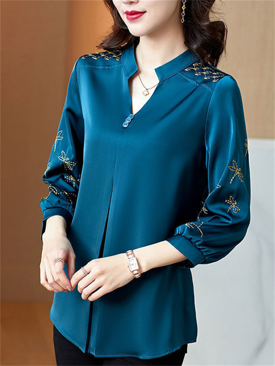 5XL grande taille femmes printemps été Blouses chemises dame mode décontracté à manches longues rabattu haut Blouse WY0391