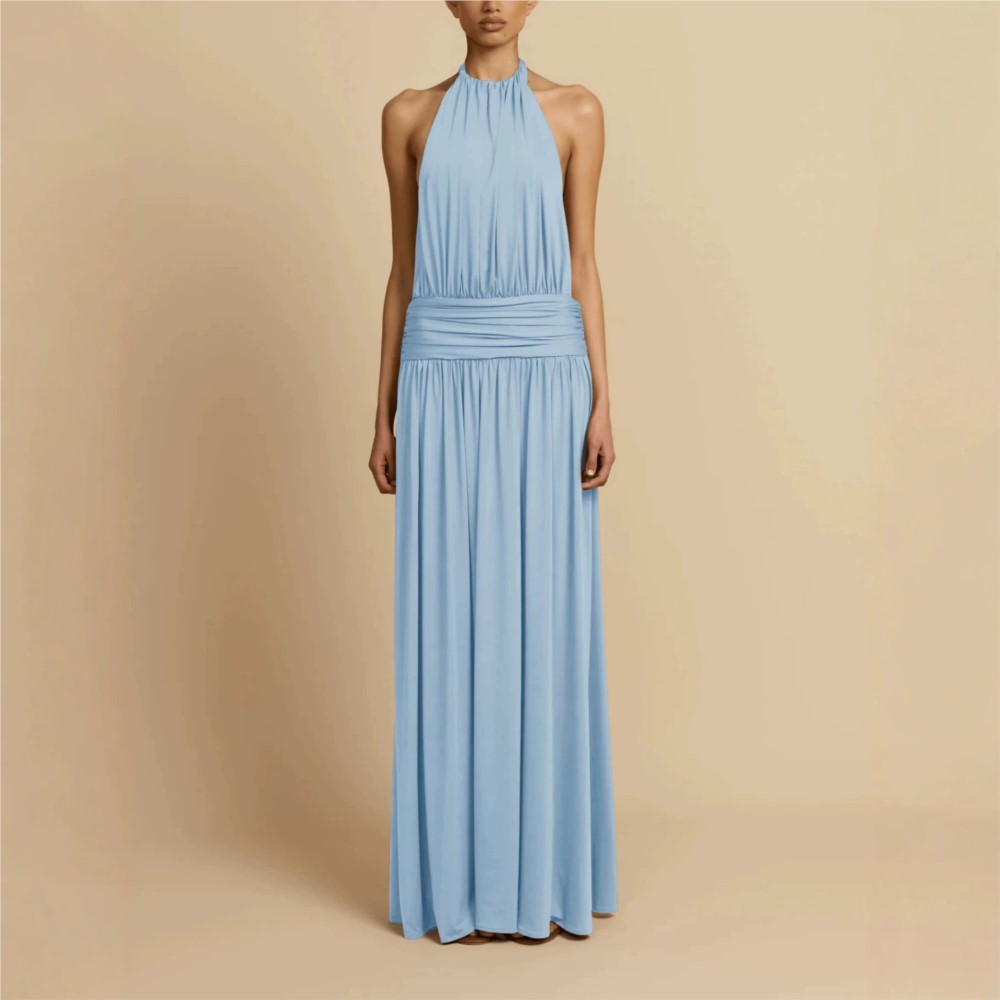Robes pour femme, robe de soirée, robe de mariage, robe élégante, robe sexy, col plissé, sans manches, robe de banquet chic