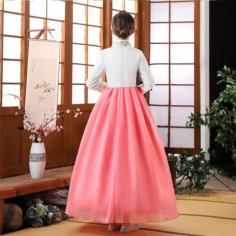Vêtements Hanbok de palais traditionnel pour femmes, robes de minorité ethnique bronzantes, vêtements de spectacle de danse ethnique améliorés, costume