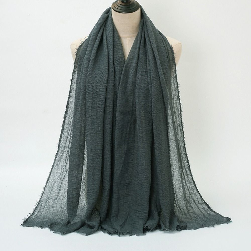 Femmes foulards voile 10 couleurs plissé plaine Hijab coton lin rides froissé Hijab écharpe ondulation Hijab