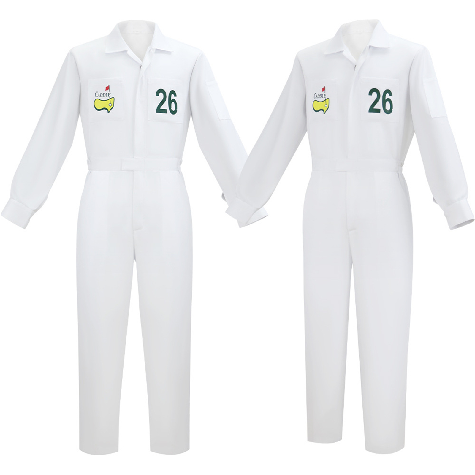 Ensemble de costumes de caddie de golf pour hommes et femmes, combinaison avec casquette verte, tenue de couple pour Halloween, pour les fêtes à thème cosplay