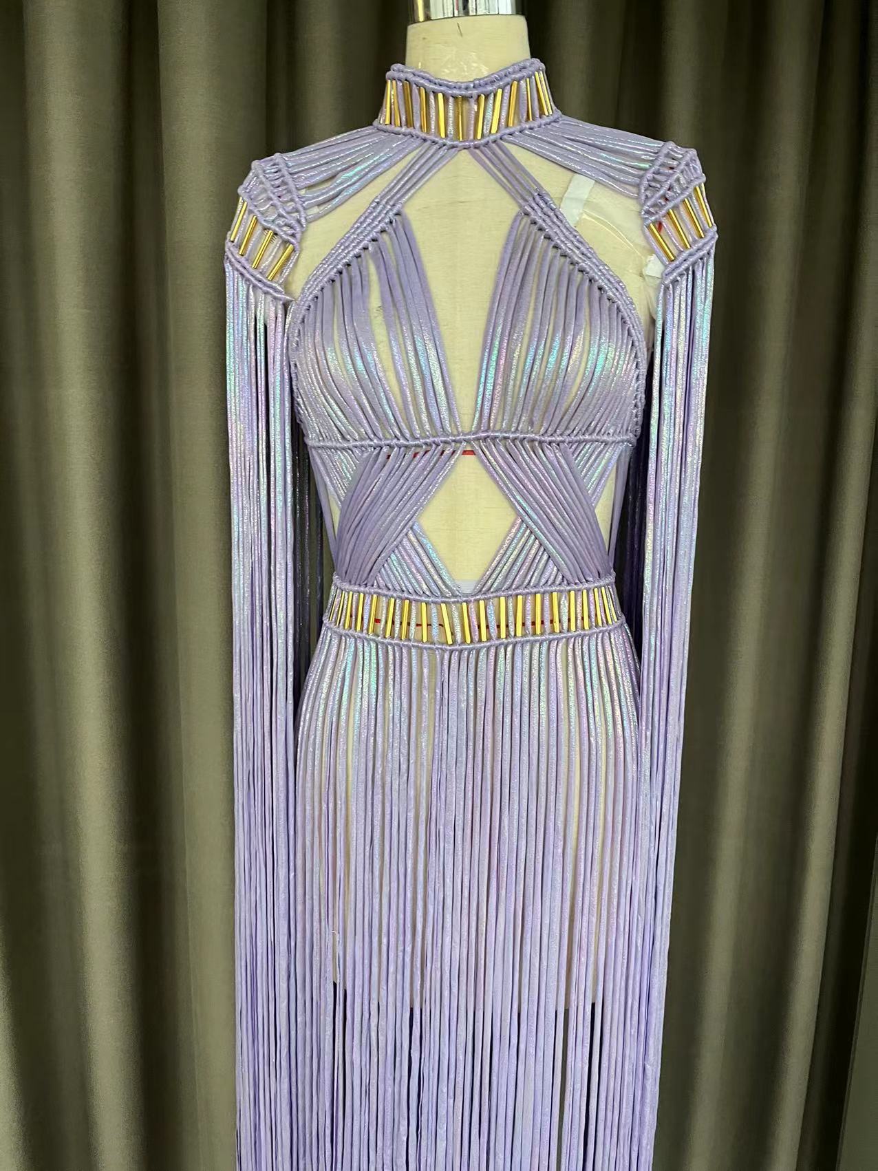 Beachapche-Robe Maxi Blanche à Col Roulé et Pompon pour Femme, Tenue Sexy en Macramé, à la Mode, pour Boîte de Nuit, 2023
