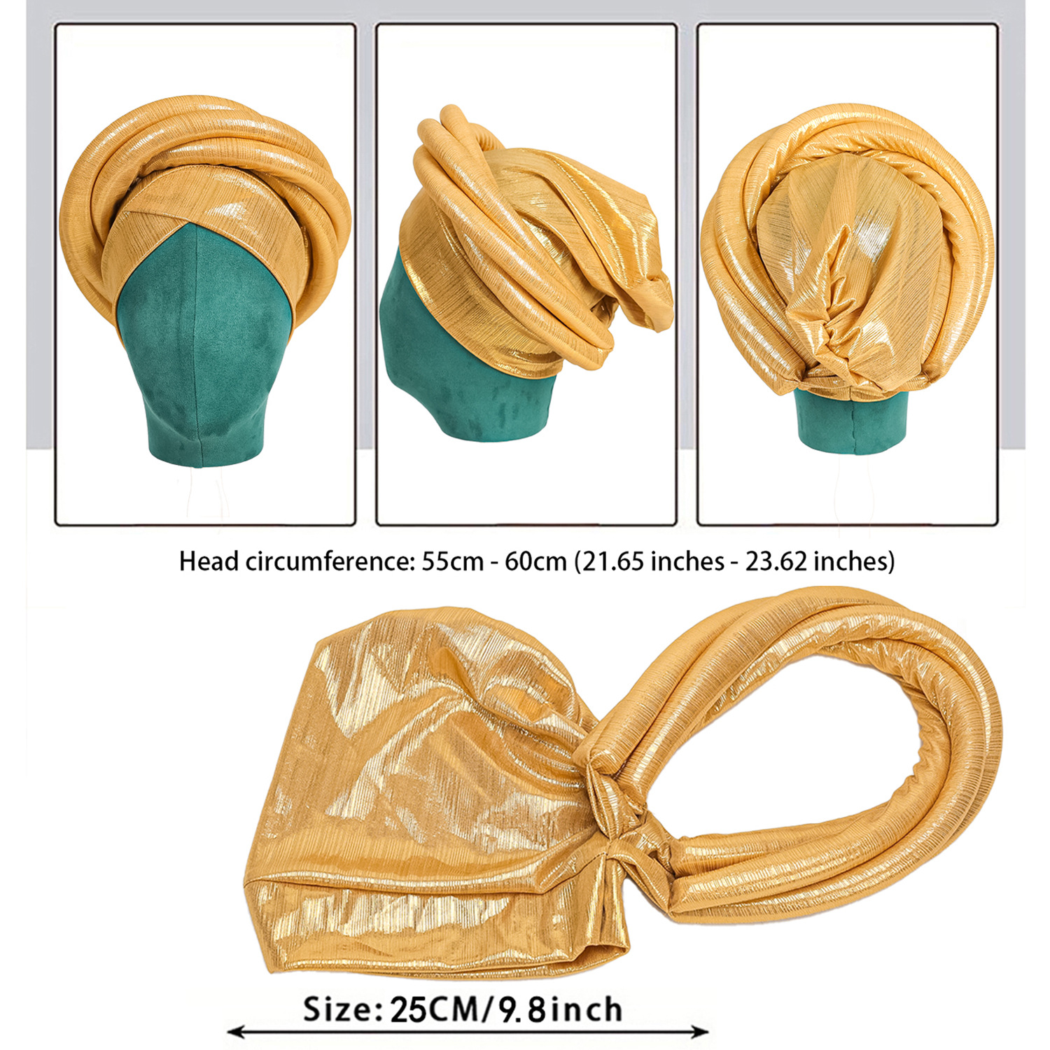 Turban africain préformé pour femme, Gele nigérian pour mariage, coiffe de fête, Auto Gele, foulard pour femme, chapeau