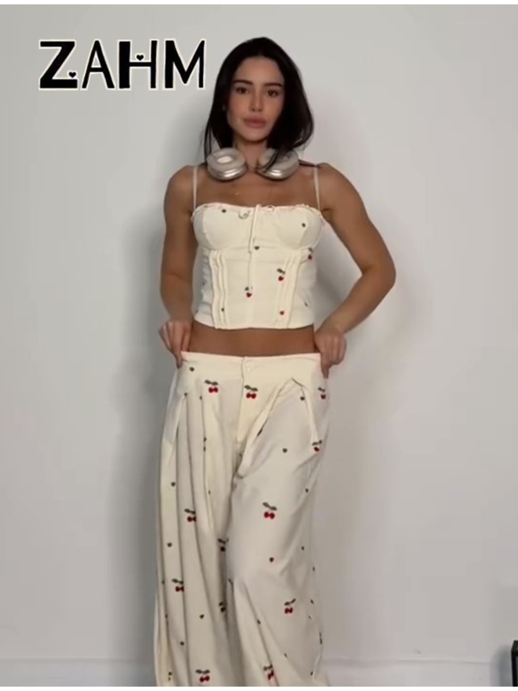 Ensemble jupe et haut à pois sexy pour femme, débardeur à volants et col bateau, jupe plissée taille empire, tenue de plage pour les vacances d'été 2026