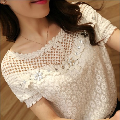 T-shirt femme 2026, nouvelle mode été, chemisier court en mousseline véritable, haut court à manches courtes en dentelle, vêtements pour femmes