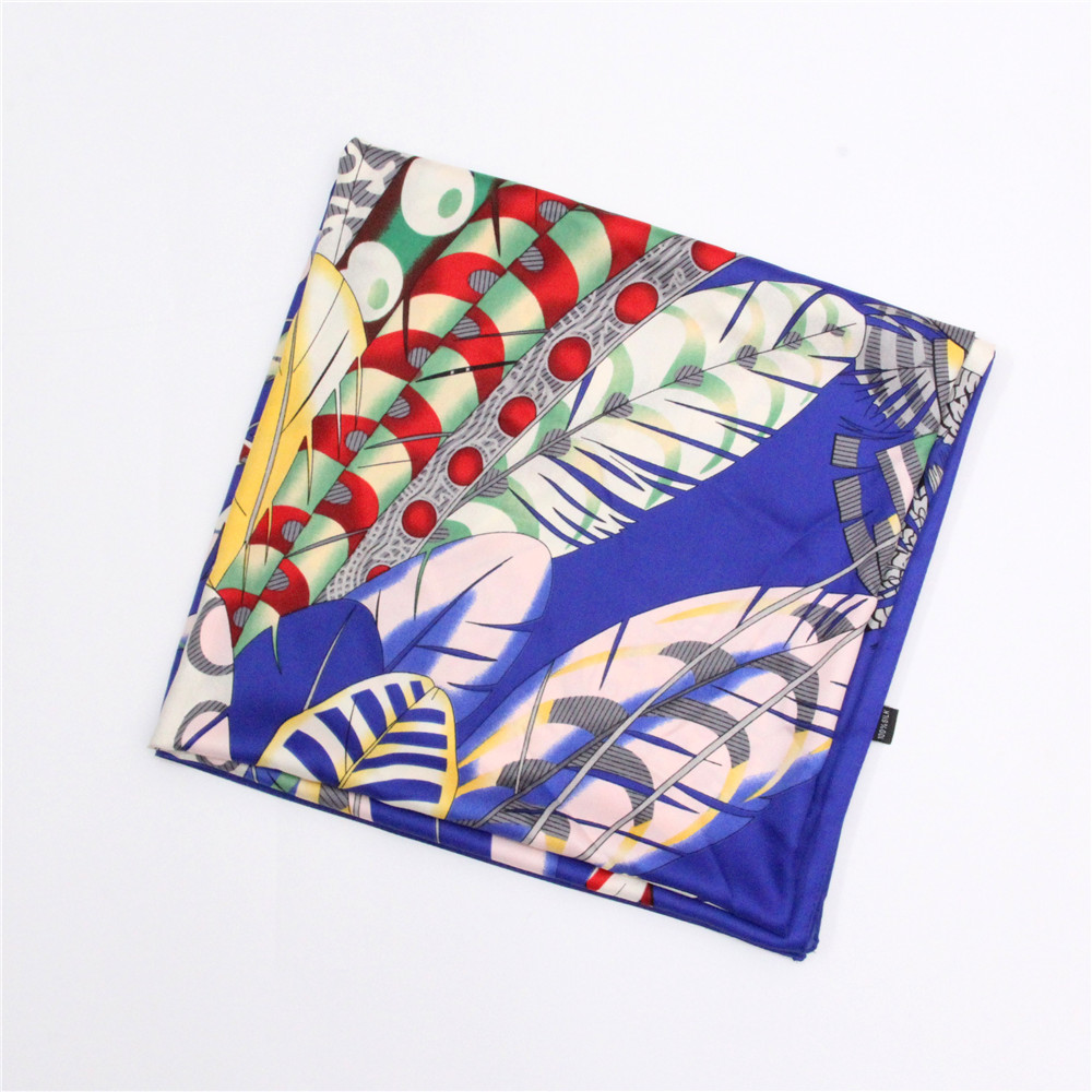 POBING-Foulard sergé pour femme, châle indien, imprimé plumes, étoles bandana, foulard hijab, écharpes carrées, enveloppes, 130cm