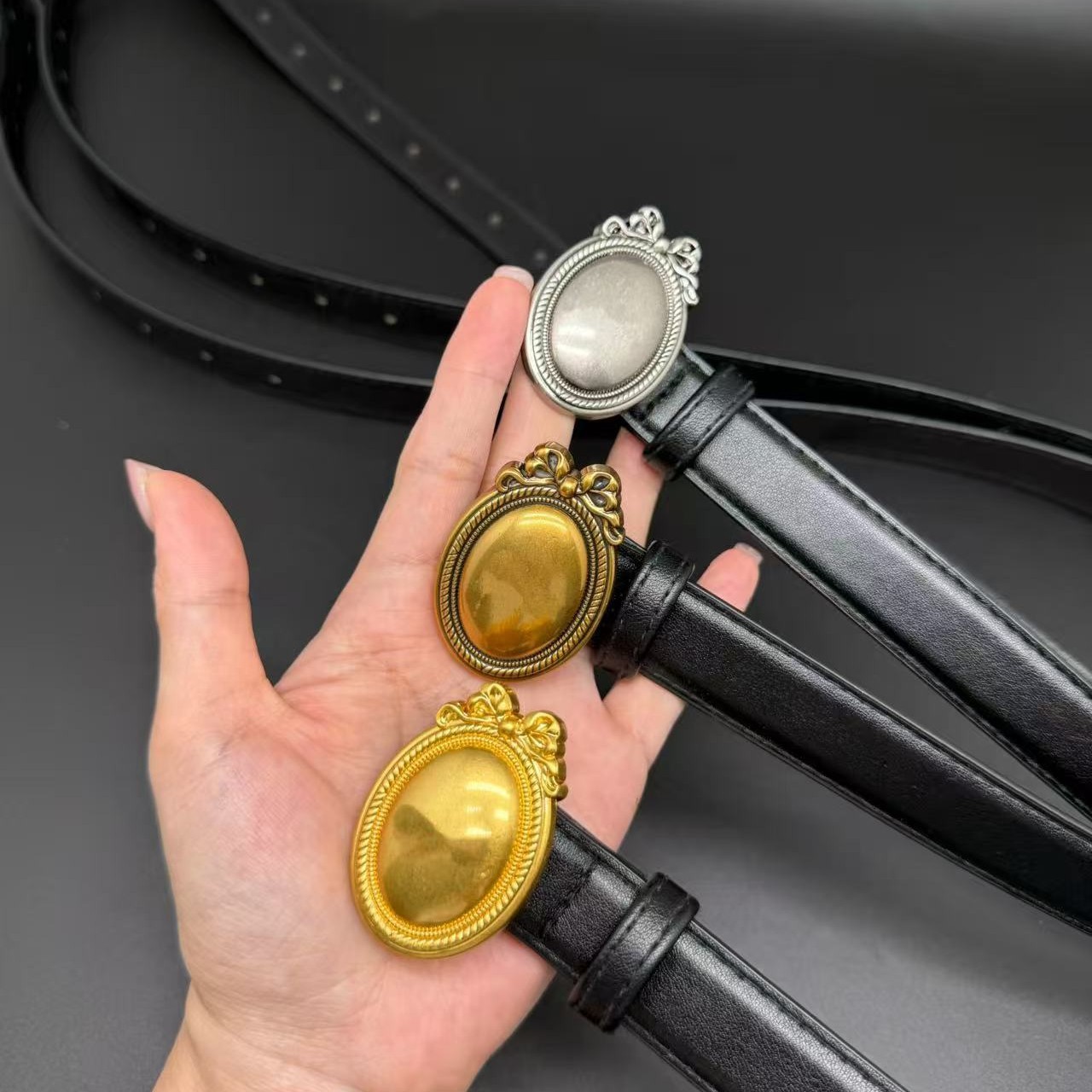 Ceinture tendance pour femme ; ceinture en cuir de vachette pour femme ; décoration polyvalente au toucher haut de gamme ; style coréen tendance