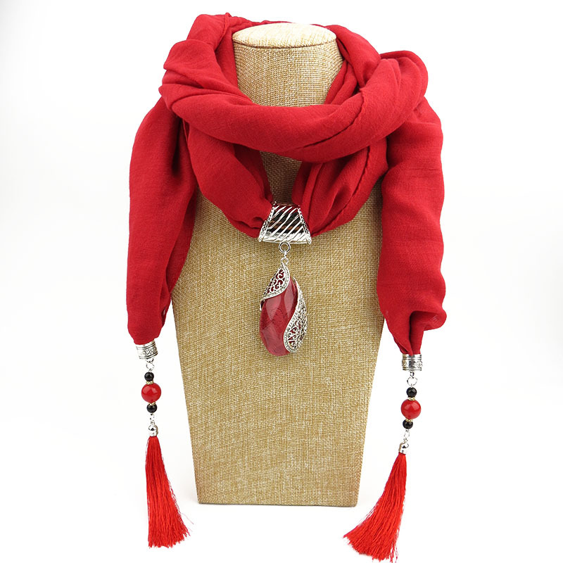 Femmes longues écharpes exagérant pendentif collier dame anneau écharpe femmes glands silencieux dame Polyester coton écharpe châles