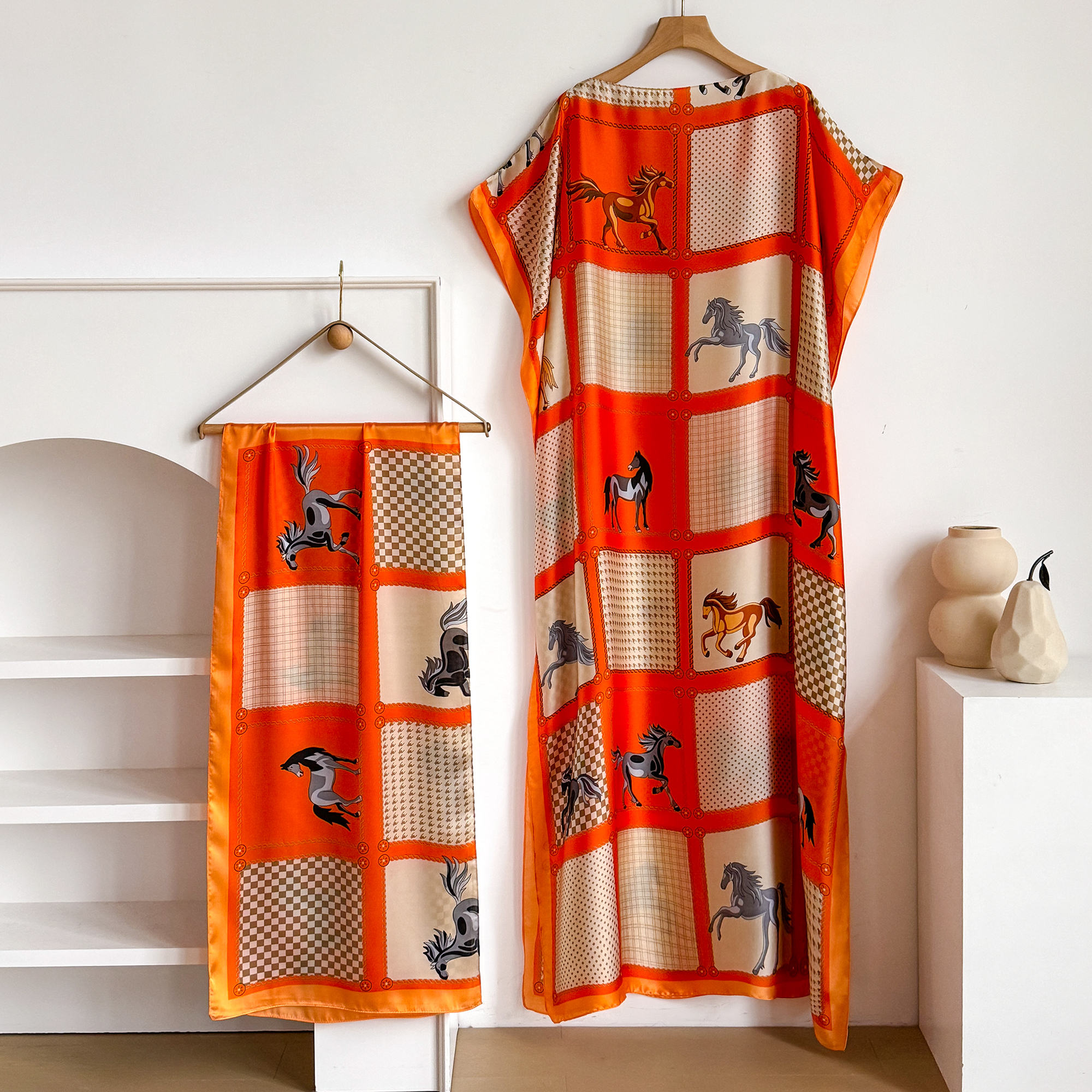 Robe Kaftan Élégante en Soie Imprimée pour Femme Musulmane, Nouvelle Mode Africaine Longue Abaya Koweïtienne Oversize pour l'Été 2026