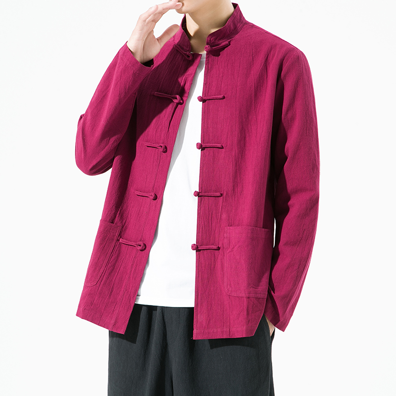Vêtements traditionnels chinois d'été, chemises amples en coton et lin pour hommes, chemises à col montant, costumes Wu Tang Kung Fu, haut TS-867