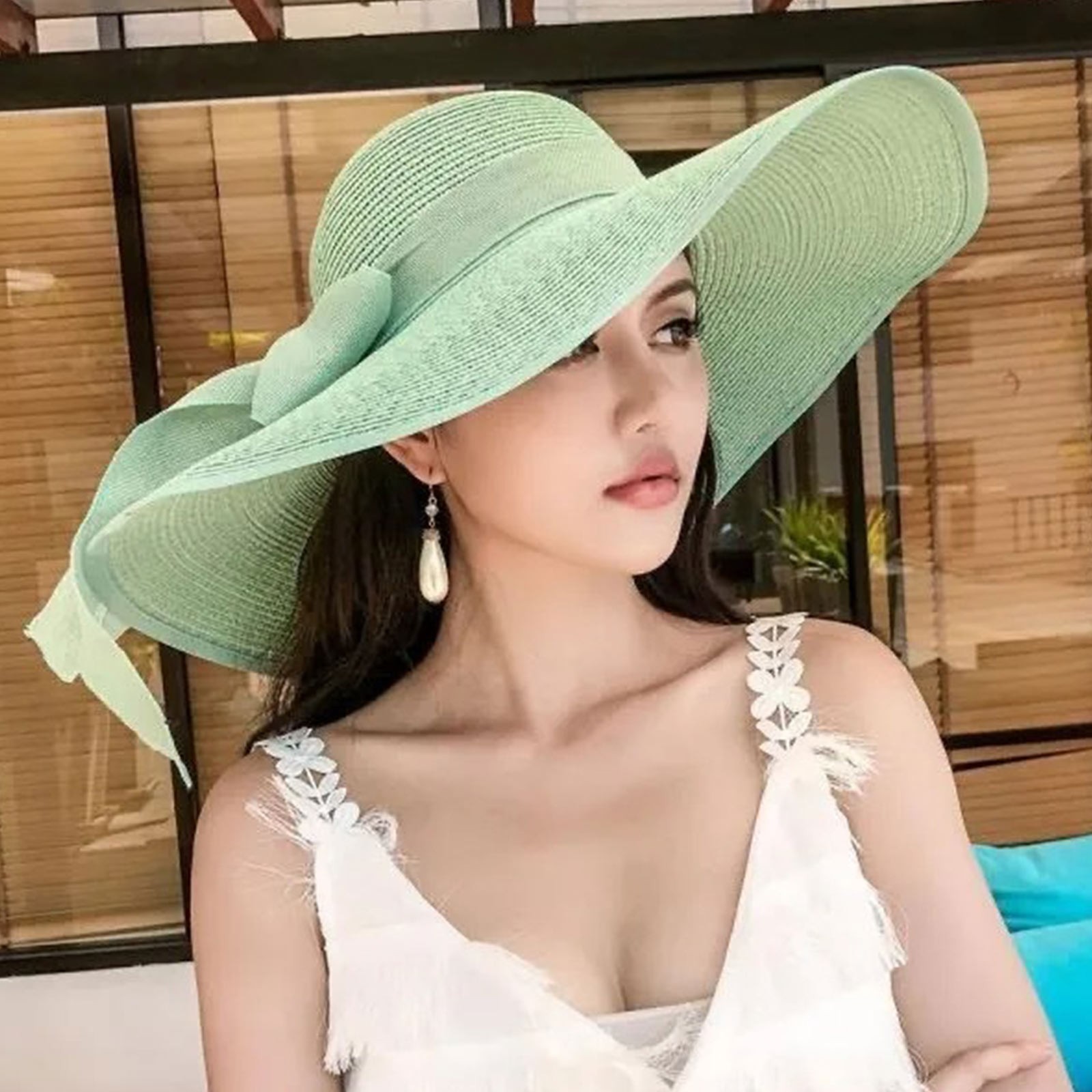 Chapeau de paille d'été pour femmes, avec nœud papillon, à large bord, pliable, Panama, pour adultes, Protection solaire en plein air, ruban plat, casquette de plage, nouvelle collection