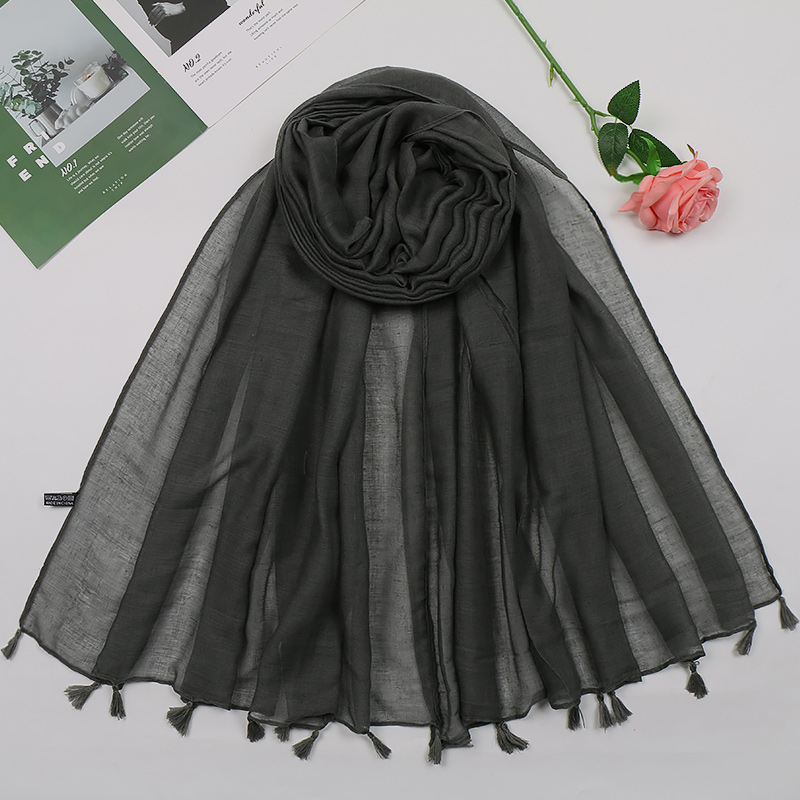 Écharpe en Viscose à Pompon Uni pour Femme, Hijab, Châle de Créateur Musulman, 2023x90cm, 180