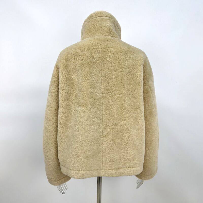 Veste d'hiver Double face pour femme, col montant, manches longues, chaude, fausse fourrure, vêtements d'extérieur