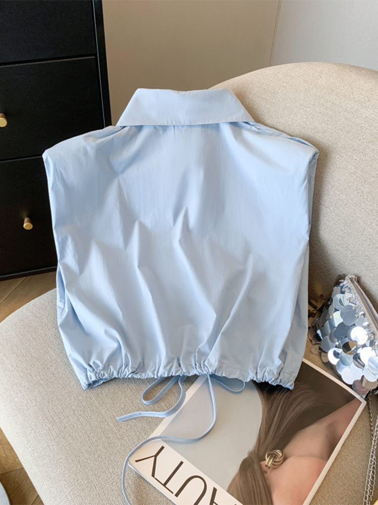 Chemises bleues pour femmes, chemisiers vintage Y2K, esthétique des années 90, coréen des années 2000, élégant, surdimensionné, solide, document, fibre, vêtements, 2025
