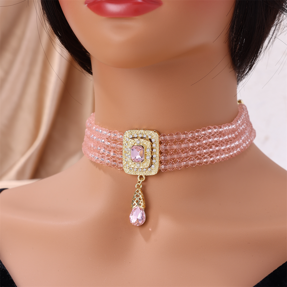 Collier de perles de mariée marocaine, chaîne de cou réglable, chaîne de tête de perles fines vintage du moyen-orient