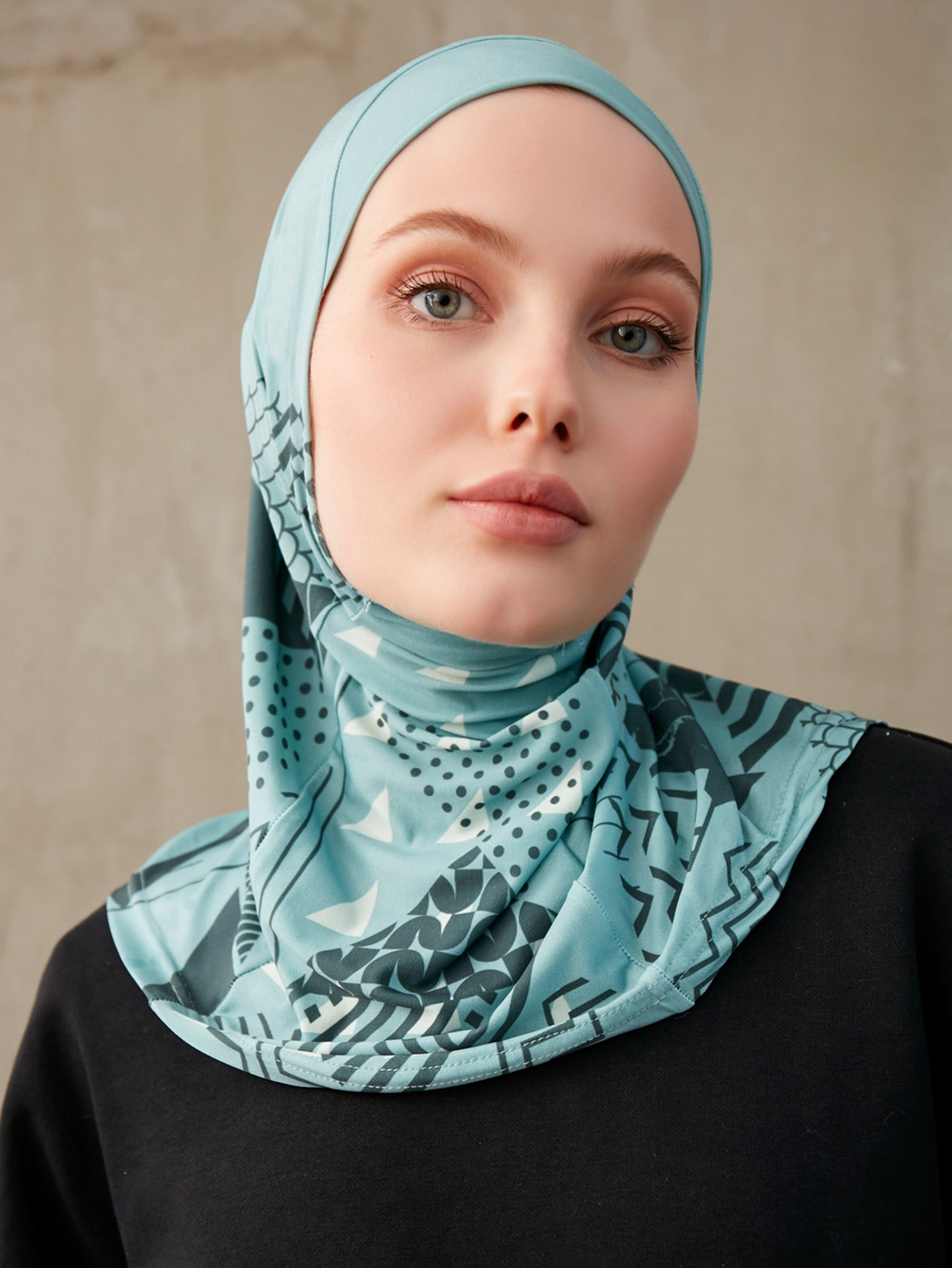Hijabs d'intérieur sportif pour femmes musulmanes, turban instantané islamique respirant pour dames, motif à impression géométrique, bande ronde pour la tête
