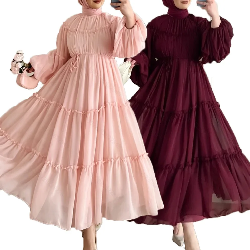 Robe élégante de Dubaï pour femme, Abaya musulmane, Jalabiya pour l'Aïd et le Ramadan, Robes de soirée unies, Longue robe de Dubaï, Robes longues du Maroc 2026