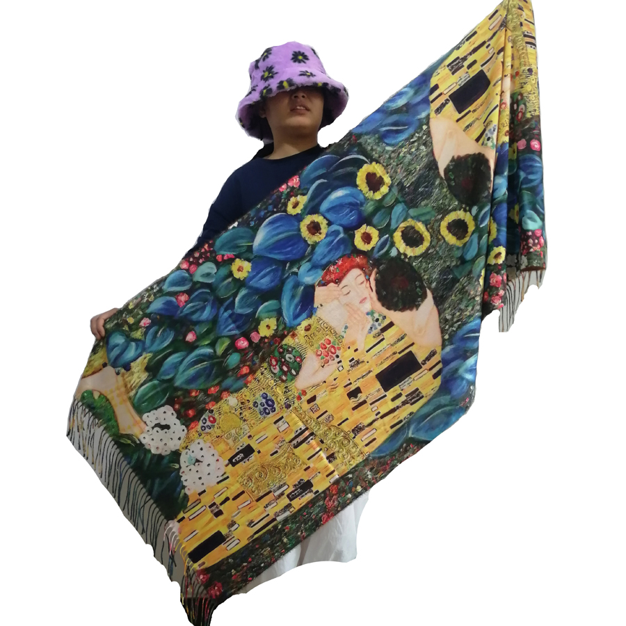 Gustav Klimt – écharpe en cachemire pour femme, châle Pashmina imprimé, idéal comme cadeau de noël ou de mariage