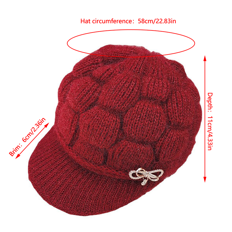 Chapeau chaud d'hiver tricoté, casquette décontractée pour maman, chapeau de grand-mère en peluche épaisse doublée de polaire, laine chaude, cadeau de noël