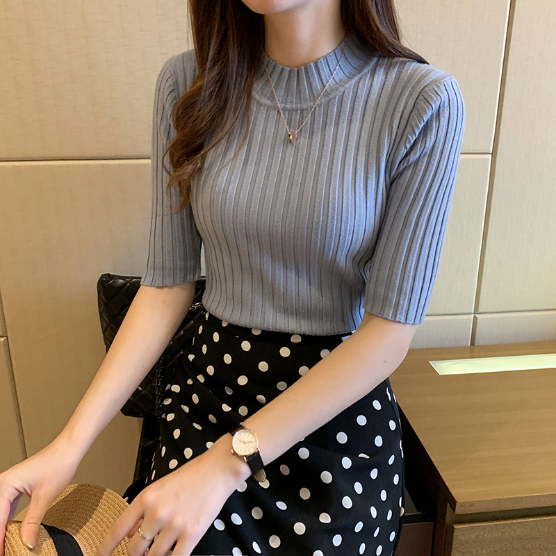 Blusas Mujer Blouses haut FemmeTops femmes Blusas Mujer De Moda 2024 Verano manches courtes tricot Blouse femmes tricoté pulls E525