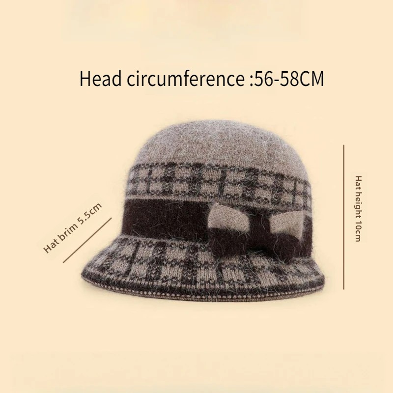Casquette seau à nœud en forme de dôme pour femme, béret chaud et coupe-vent, à la mode, élégant, pour mère, hiver
