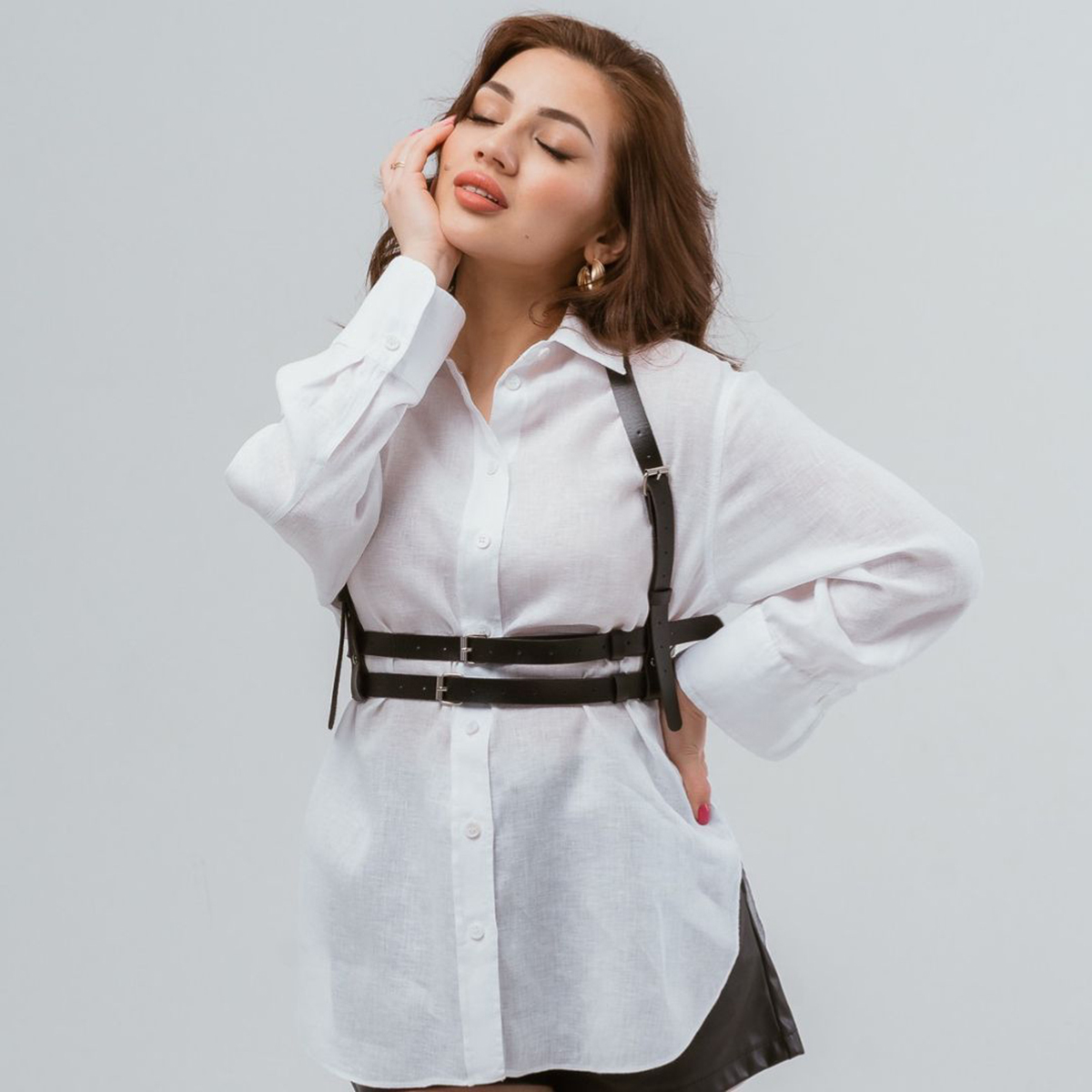 harnais femme porte jartelle harnais femme ceinture harnais cuir porte jarretelle lingeCeinture de mode pour femme, style urbain, punk, corset, harnais, ceinture de taille à épaule, accessoires vestimentaires gothiques