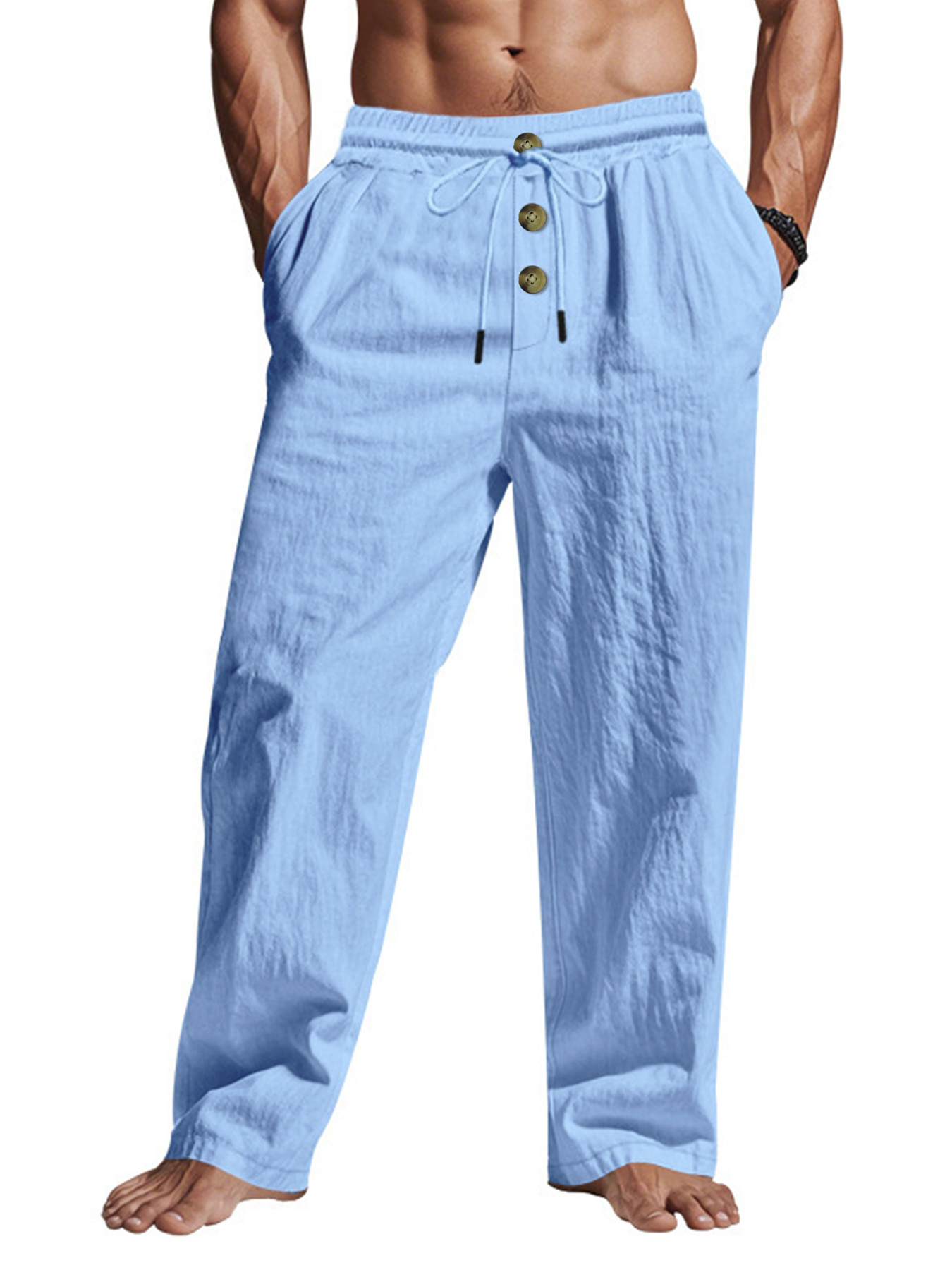 Pantalon décontracté homme 2025 printemps/été nouveau homme grande taille blanc pantalon droit solide plage noir Fitness pantalon S-XXXL