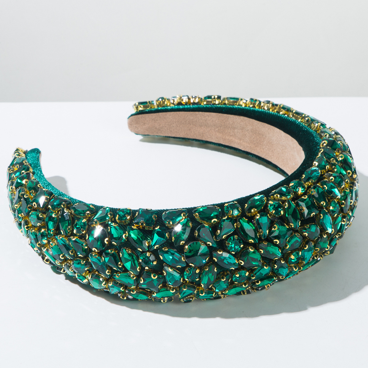 Bandeaux de luxe en perles de cristal pour femmes, large bandeau rembourré scintillant, cerceau de cheveux Baroque, bijoux de fête de bal, couvre-chef