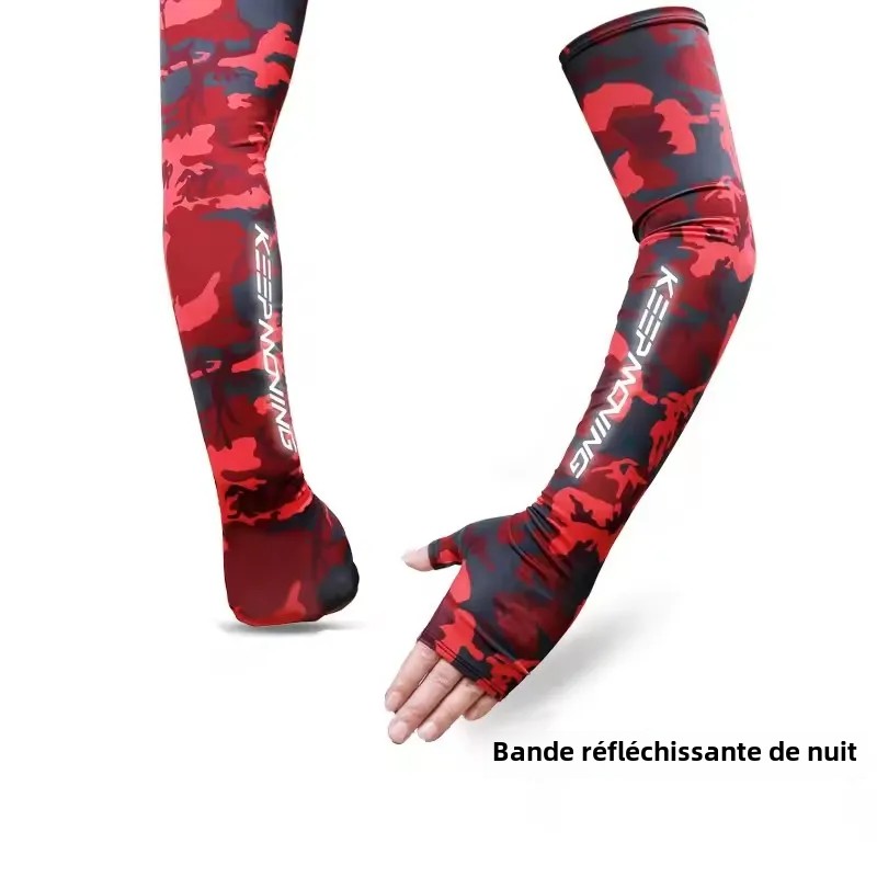 Manchons de bras de Camouflage en soie glacée pour hommes et femmes, manchette de sport Cool d'été, cyclisme, Fitness en plein air, Protection solaire