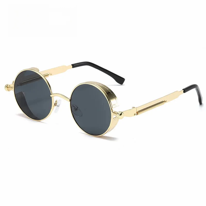 Lunettes De soleil Steampunk en métal pour hommes et femmes, rondes à la mode, marque De styliste, Vintage, haute qualité, Oculos De Sol 2025
