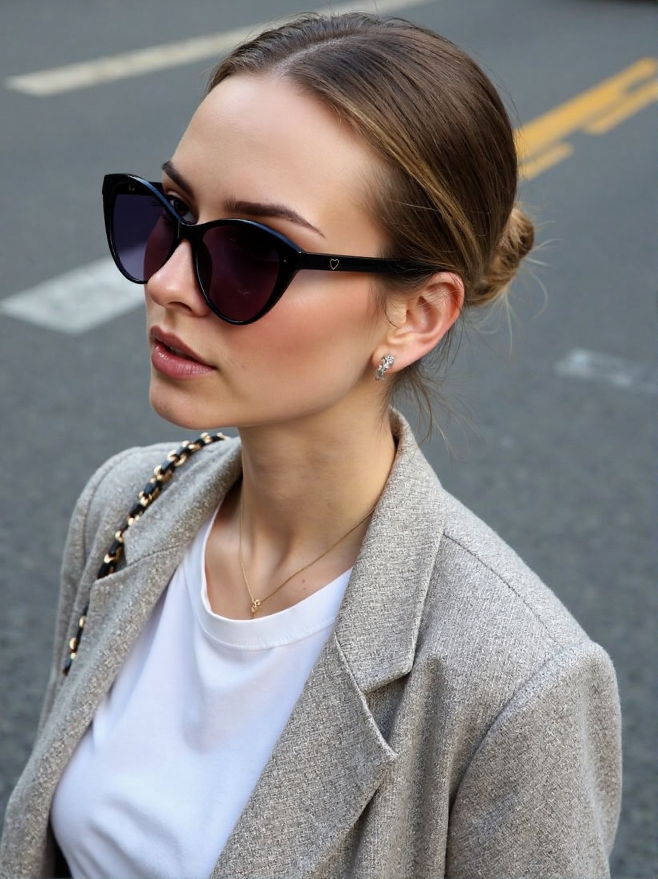 Nouvelles lunettes de soleil, œil de chat, style européen à la mode, sens élevé de la tendance, grand visage et lunettes minces.
