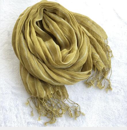 Écharpe en lin rayé pour femmes, châle fin d'été de haute qualité, longue couverture de plage, 100%