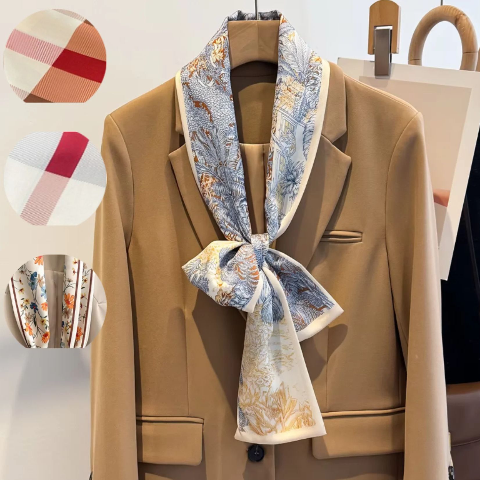 Foulard Design de luxe pour femmes, bandeau en Satin doux, Foulard pour cheveux, cravate de cou, foulards slim pour dames