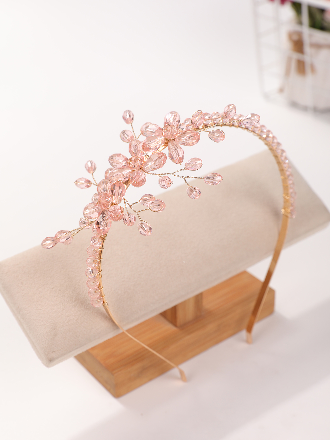 Serre-tête de luxe minimaliste en cristal floral - Accessoire de coiffure élégant haut de gamme pour tenue de soirée