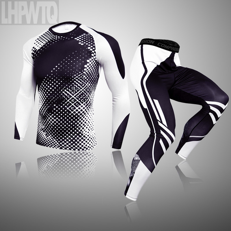 Ensemble de jogging de compression pour hommes, sous-vêtements thermiques d'hiver, tenues de sport, survêtement chaud pour hommes, vêtements de protection contre les éruptions cutanées, vêtements de MMA, taille 3XL