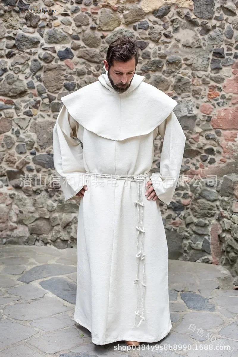 S-5XL Renaissance moine clergé épaule vêtements frère Costume religieux Saint Robe hommes prêtre capuche Halloween Cosplay Costume