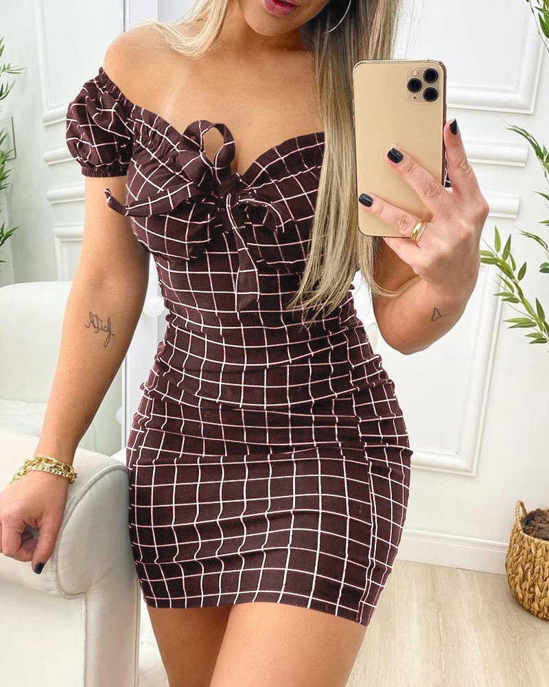 Robe d'été sexy, jupe courte avec fesses, robe imprimée à grille transfrontalière