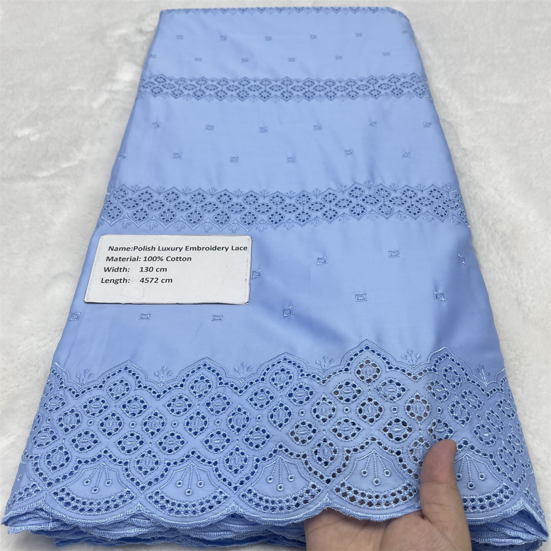 Dentelle africaine 100% coton pour hommes et femmes, tissu voile africain poli, haute qualité, 5 yards, nigérian, Dubaï, couple, couture suisse